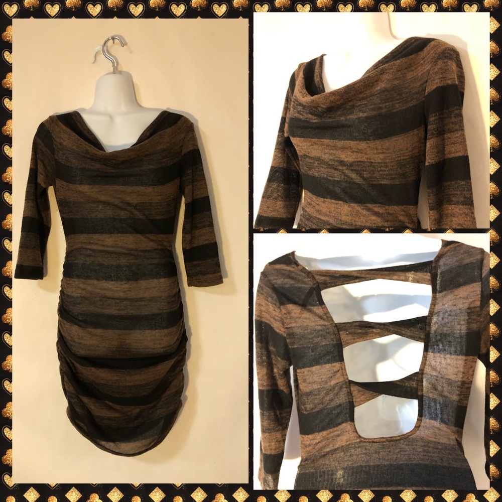 NWOT- Brown & Black open back dress
